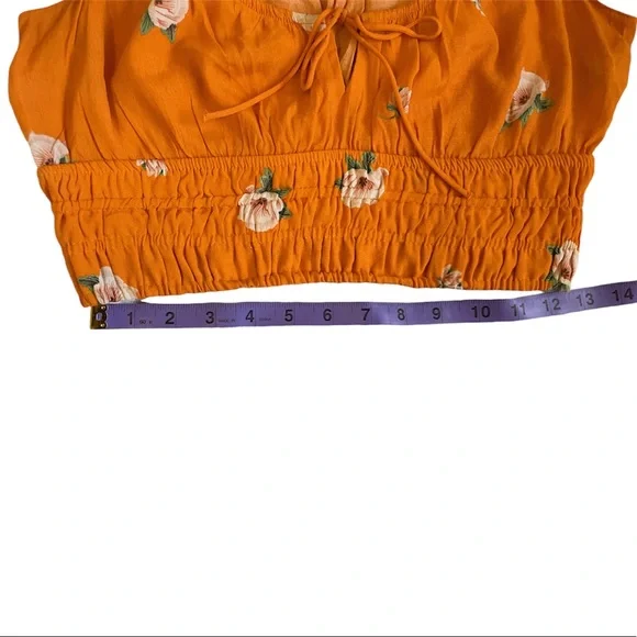 Zara orange floral milkmaid crop top - Picture 11 of 13